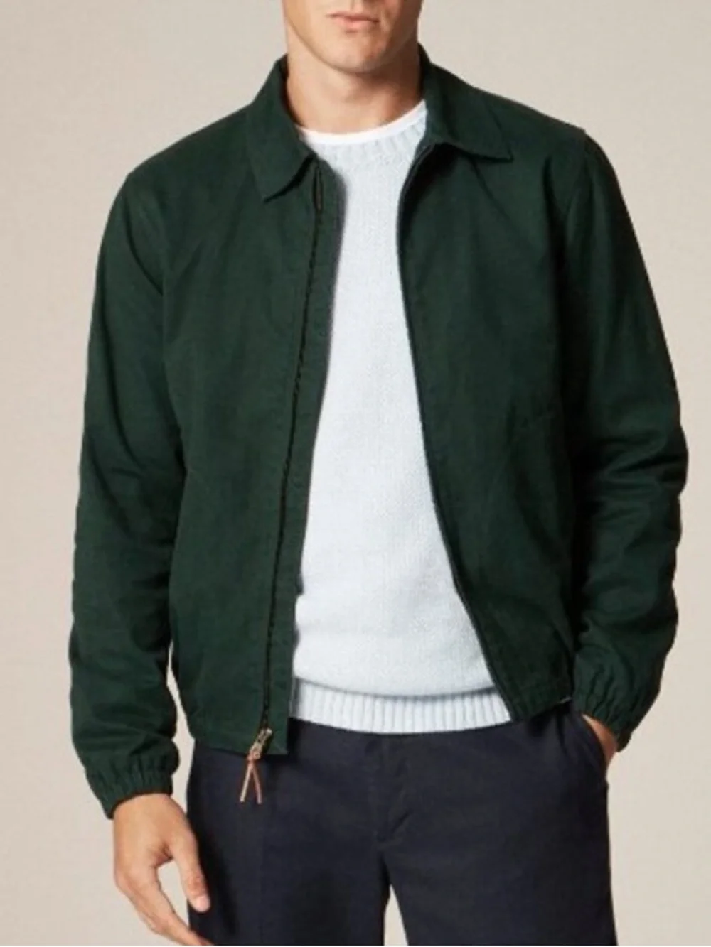 J Crew Harrington Jacket in Cotton Twill Green Size Medium